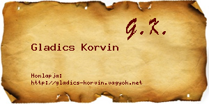Gladics Korvin névjegykártya